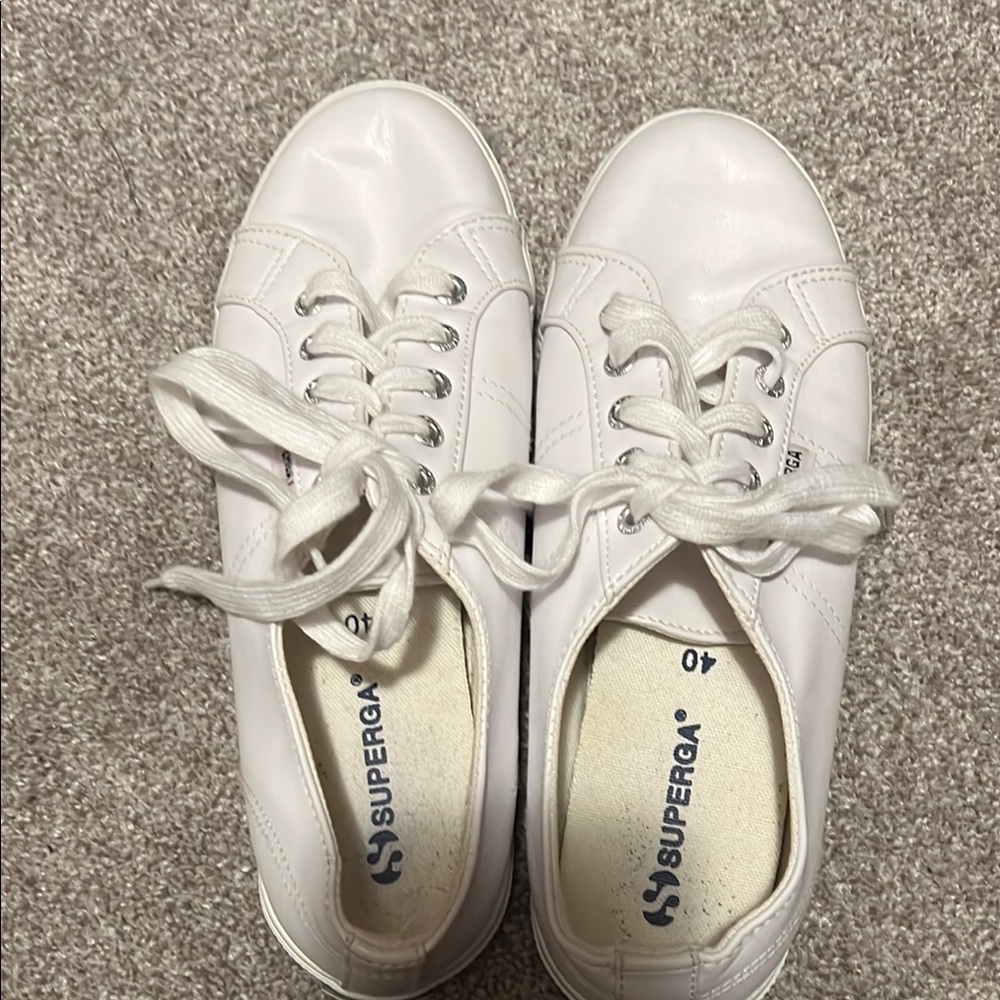 Superga White Leather Low-Top Sneakers